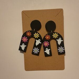 Fashion Jewelry Black Ghost and Flower Earrings